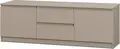 Comoda TV Neo 2D2S, 150x43x53 cm, Material PAL, 2 Sertare si 2 Usi, Ghidaje Telescopice, Bej, Stil Minimalist