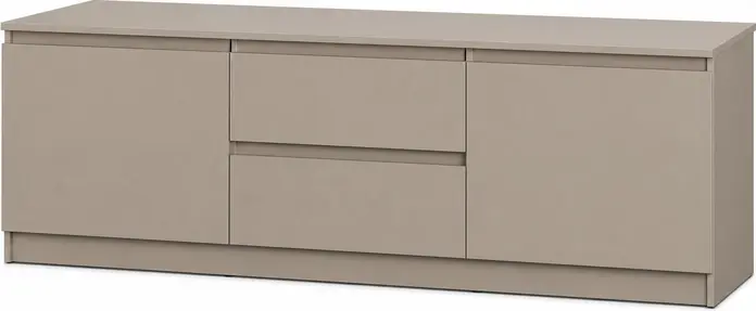 Comoda TV Neo 2D2S, 150x43x53 cm, Material PAL, 2 Sertare si 2 Usi, Ghidaje Telescopice, Bej, Stil Minimalist