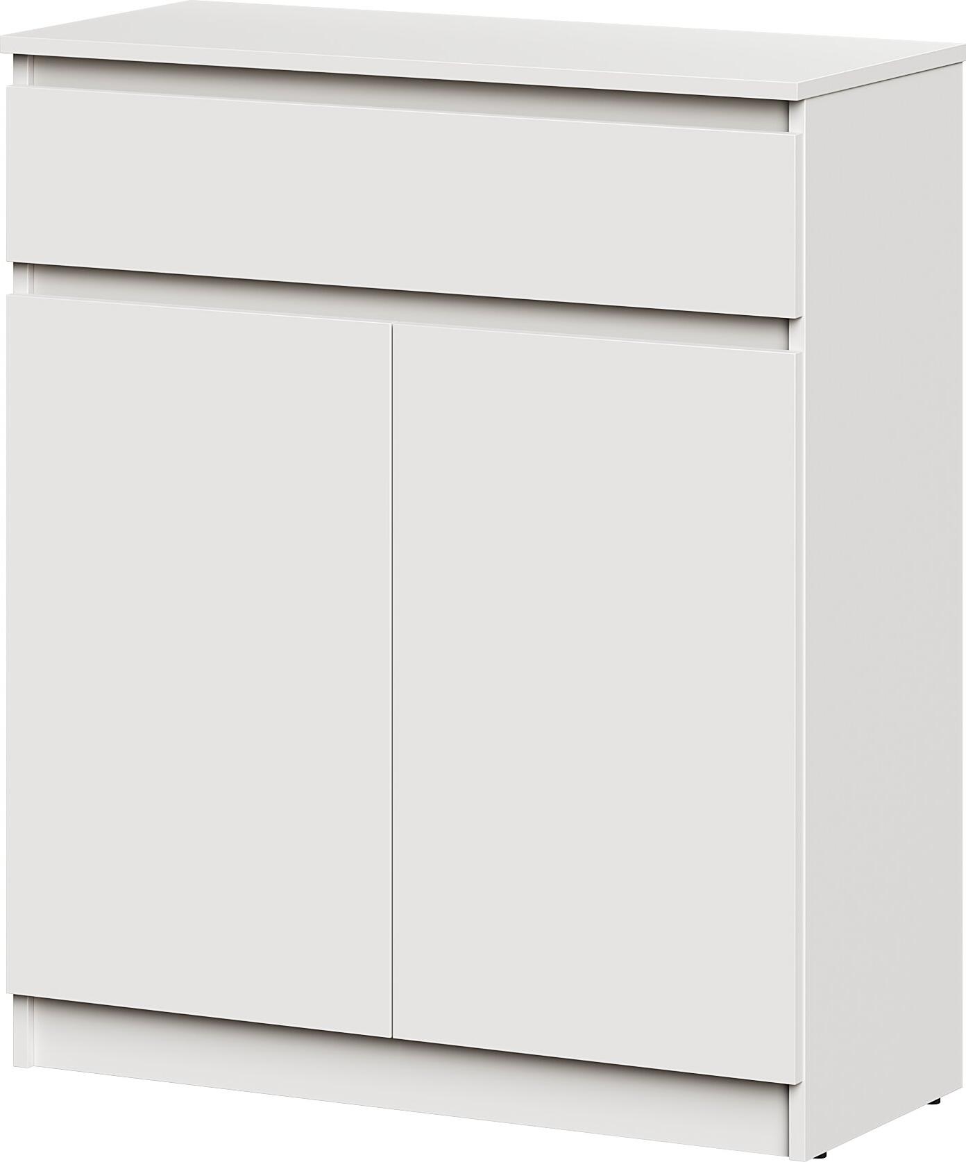 Обувница Neo mbs-1008, Белая, ЛДСП, 80x35x95 см, 1 Выдвижной Ящик с Телескопическими Направляющими и 2 Отсека с Полками, Минимализм
