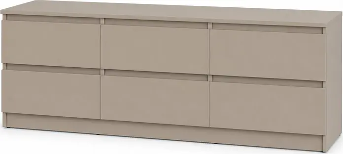 Neo 6S TV Stand, 150x43x53 cm, PAL Material, 6 Drawers with Telescopic Guides, Minimalist Style, Beige