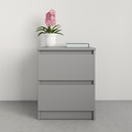 Neo Nightstand mbs-1182, Minimalist Bedside Table with 2 Telescopic Drawers, PAL Material, Grey, 40x43x53 cm
