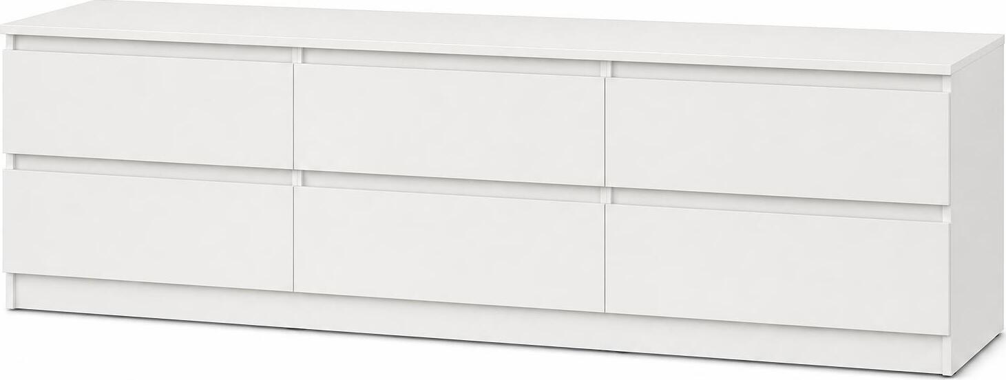 ТВ-тумба Neo 6S, 180x43x53 см, материал ДСП, цвет белый, 6 ящиков с телескопическими направляющими, минимализм