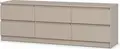 Comoda TV Neo 6S, 180x43x53 cm, Material PAL Bej, 6 Sertare cu Ghidaje Telescopice, Mobilier Living Stil Minimalist