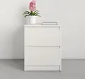 Noptieră Neo mbs-1004, Masă de Nopti Albă Minimalistă cu 2 Sertare Telescopice, Material PAL, 40x43x53 cm