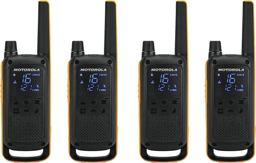 Набор из 4 раций Motorola TalkAbout T82 Extreme, дальность до 10 км, защита IPx4, 16 каналов, ударопрочный корпус со встроенным LED фонариком
