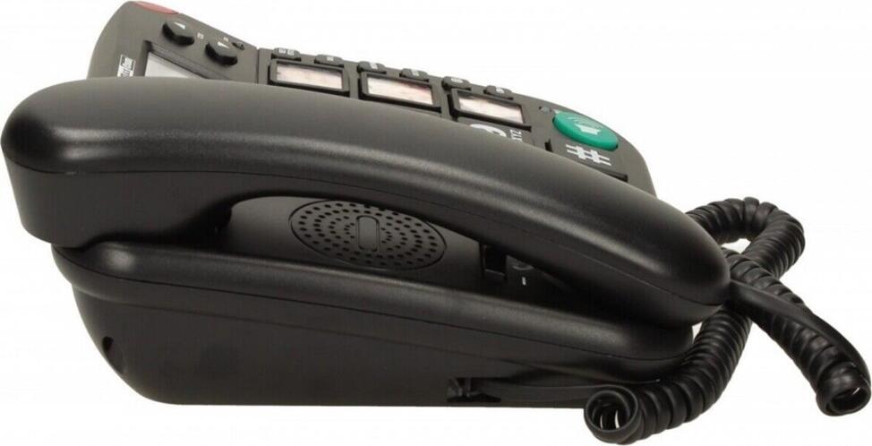 Maxcom KXT480 Corded Landline Phone, Black, with LCD Screen, 3 Speed Dial Photo Buttons, Mute Function, LED Indicator, PBX Compatible, Large High-Contrast Buttons