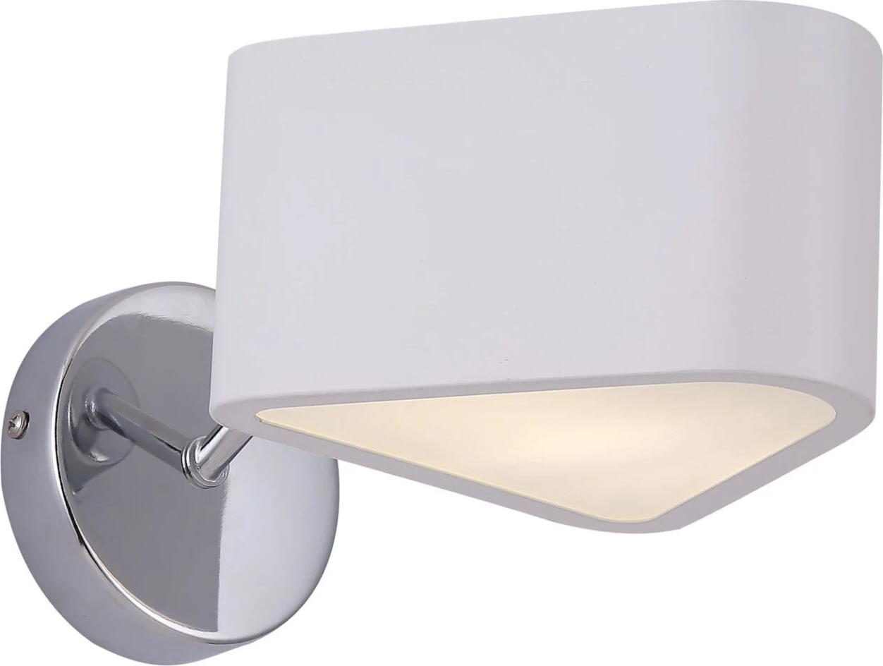 Maytoni Brianne MOD050WL-01CH Wall Lamp Sconce, Chrome Metal Body with White Shade, E14 Socket 40W, IP20, 260x155x140 mm