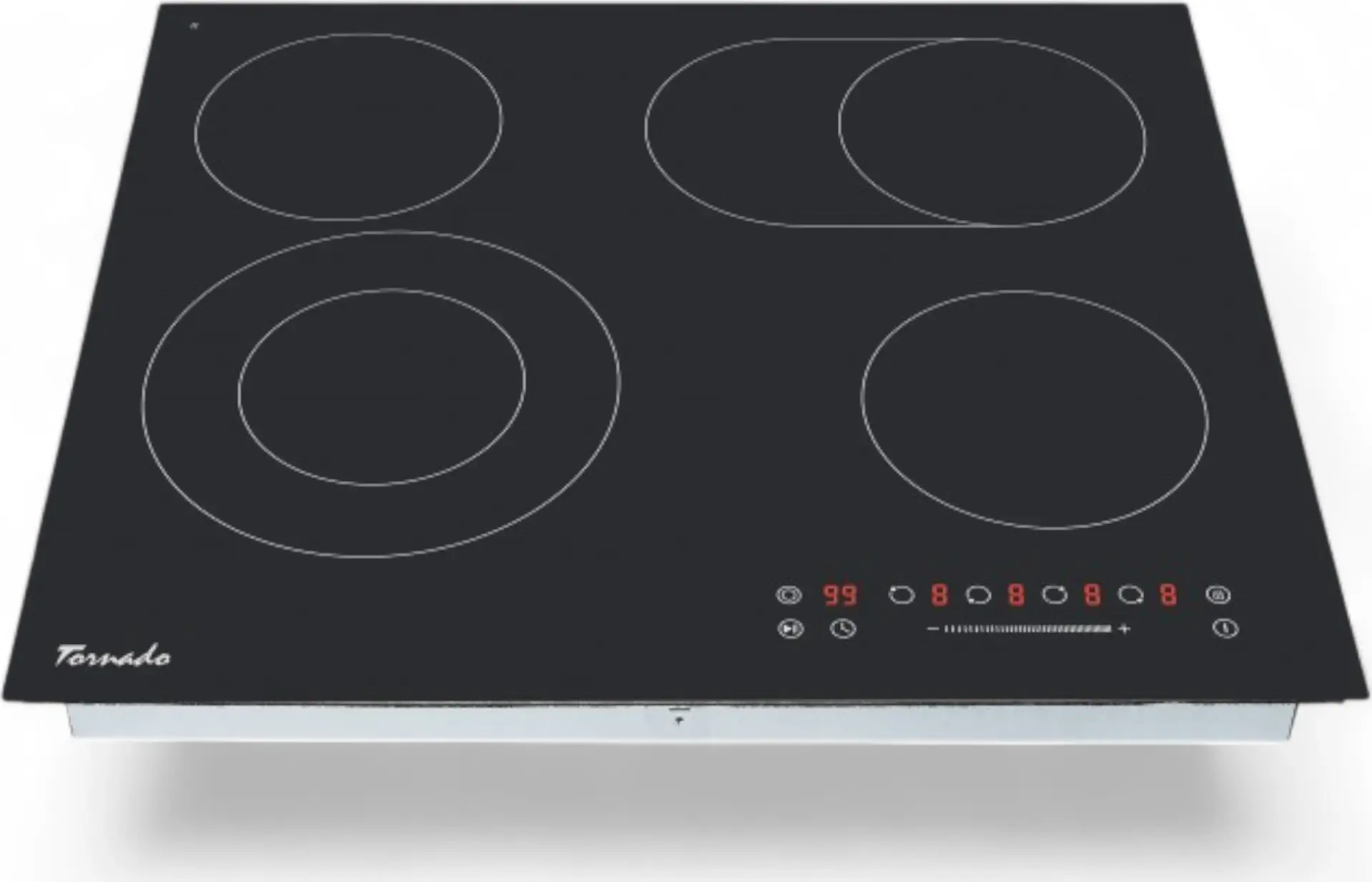 Tornado GTR-CF6603N Independent Electric Cooktop, Glass-ceramic, 4 Cooking Zones, 6.6 kW, Sensor Slider Control, Timer, Child Lock, 590x520x52 mm