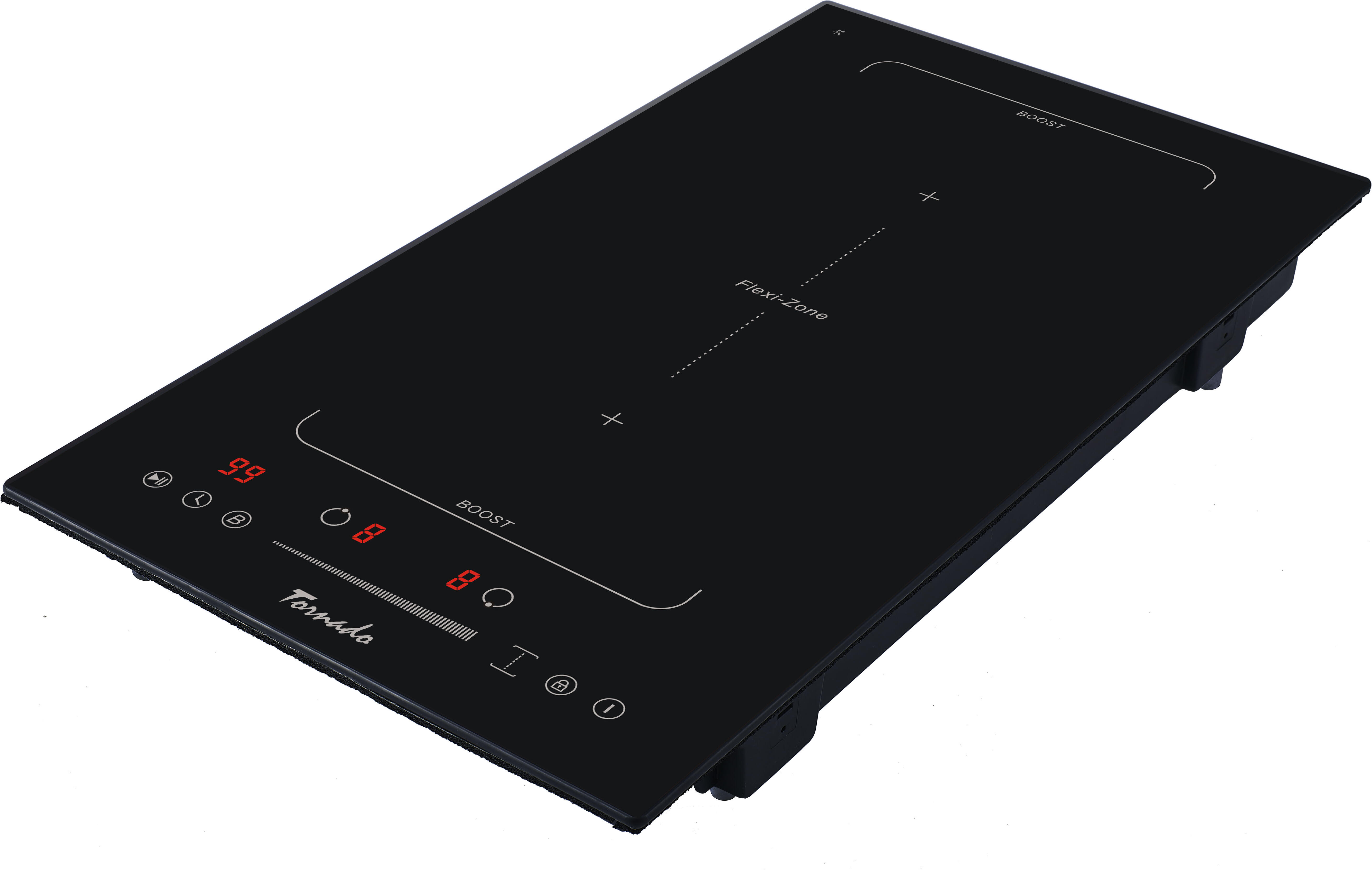 Tornado GTR-ID3504BFN Independent Induction Cooktop, 30cm, 3500W, 2 Burners, Glass-ceramic, Sensor Slider, Flexi Zone, Timer, Child Lock