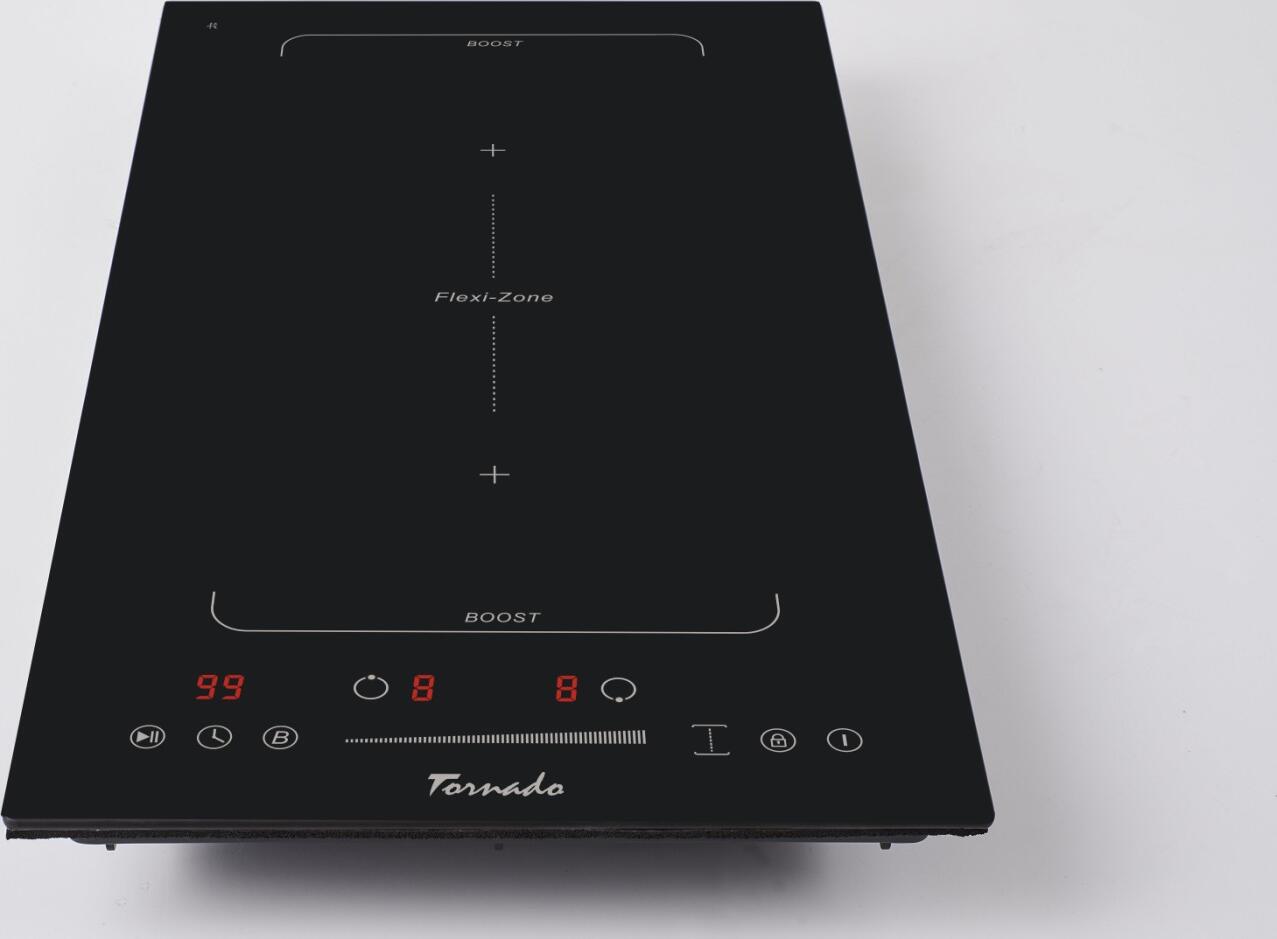 Tornado GTR-ID3504BFN Independent Induction Cooktop, 30cm, 3500W, 2 Burners, Glass-ceramic, Sensor Slider, Flexi Zone, Timer, Child Lock