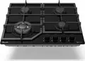 Встраиваемая газовая варочная панель Tornado GT-6079 STEP BL, 4 конфорки с Turbo Burner, черное закаленное стекло, чугунные решетки, FlameSelect, 60 см