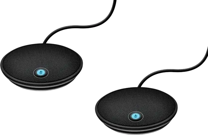 Logitech GROUP Expansion Mics 989-000171, Набор из 2 всенаправленных настольных микрофонов для системы видеоконференцсвязи GROUP, радиус захвата 8.5м, черный