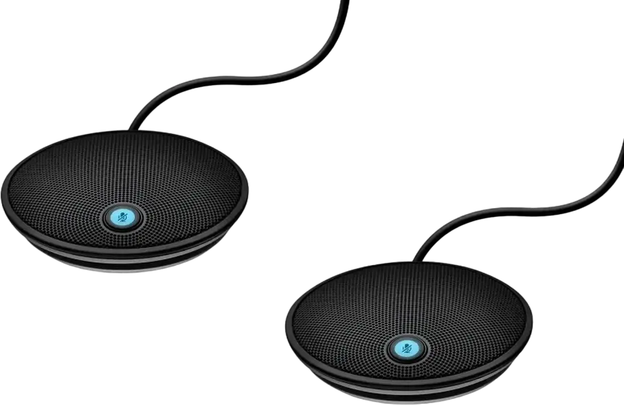 Logitech GROUP Expansion Mics 989-000171, Набор из 2 всенаправленных настольных микрофонов для системы видеоконференцсвязи GROUP, радиус захвата 8.5м, черный