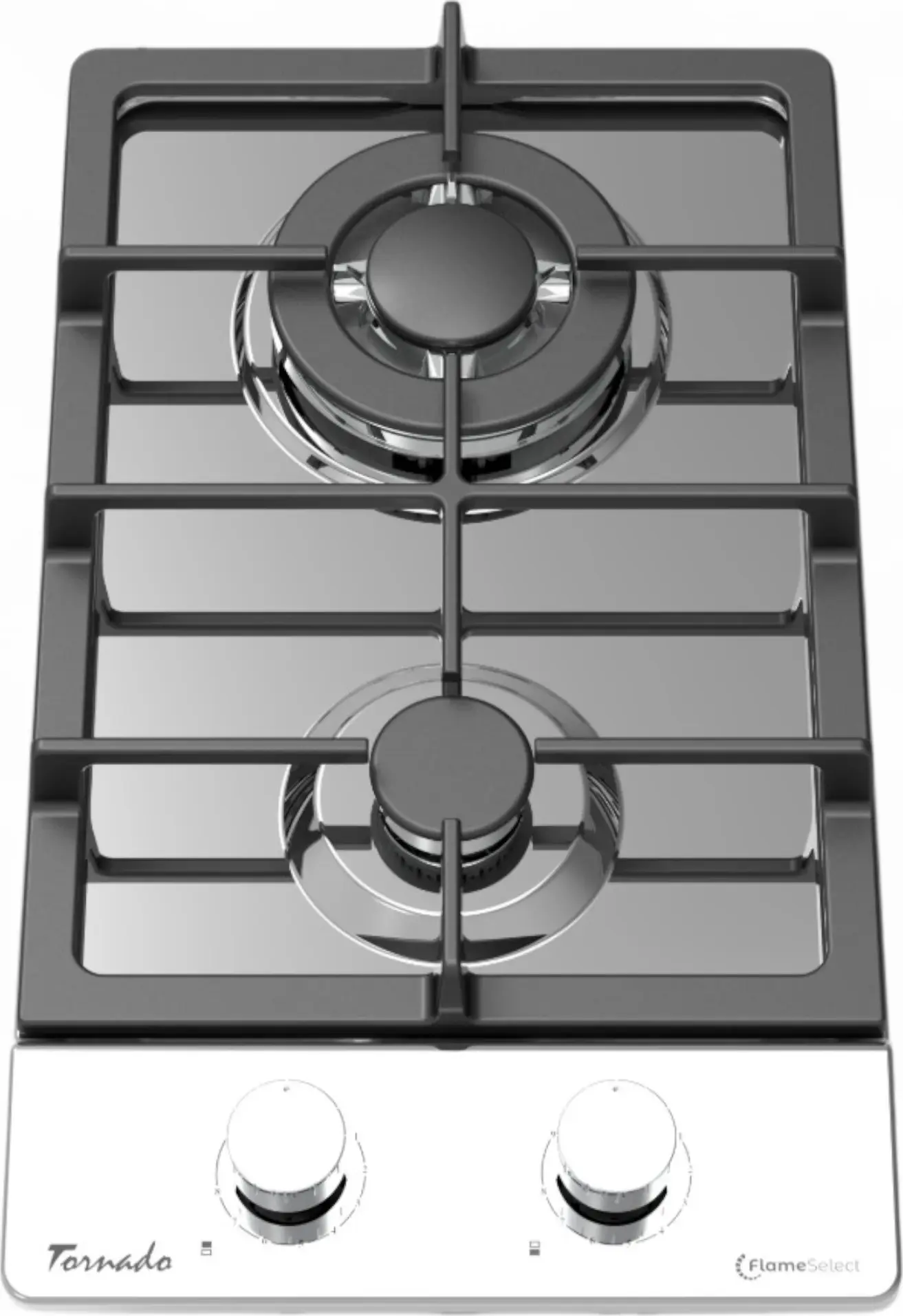 Tornado GT-3044 STEP IX Built-in Gas Hob, 30 cm, 2 Burners with Turbo Burner, FlameSelect 9-Step Control, Stainless Steel, Cast Iron Grates