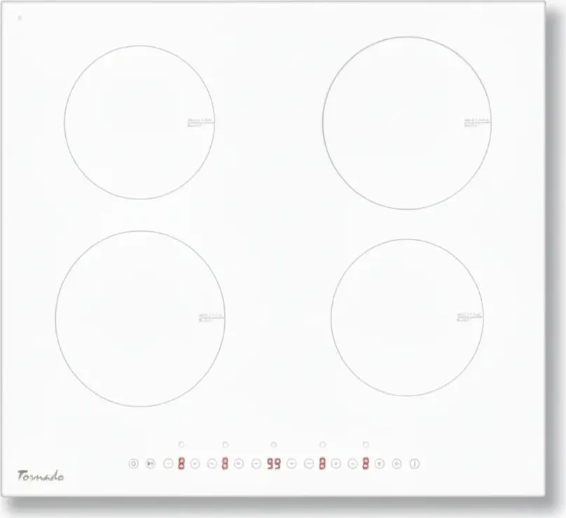 Tornado GTR600NLP Induction Built-in Cooktop, 60 cm, 4 Cooking Zones, 7000W, Kanger Glass, Touch Control, Boost Function, Timer, Child Lock, White