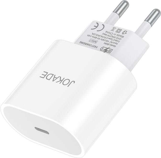 Adaptor Alimentare Jokade JB064, Incarcator de Perete 27W USB Type-C, Priza EU, Material PC Ignifug, Alb, Protectie Supratensiune si Scurtcircuit