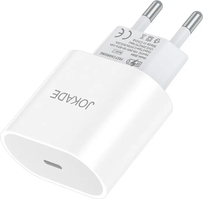 Adaptor Alimentare Jokade JB064, Incarcator de Perete 27W USB Type-C, Priza EU, Material PC Ignifug, Alb, Protectie Supratensiune si Scurtcircuit