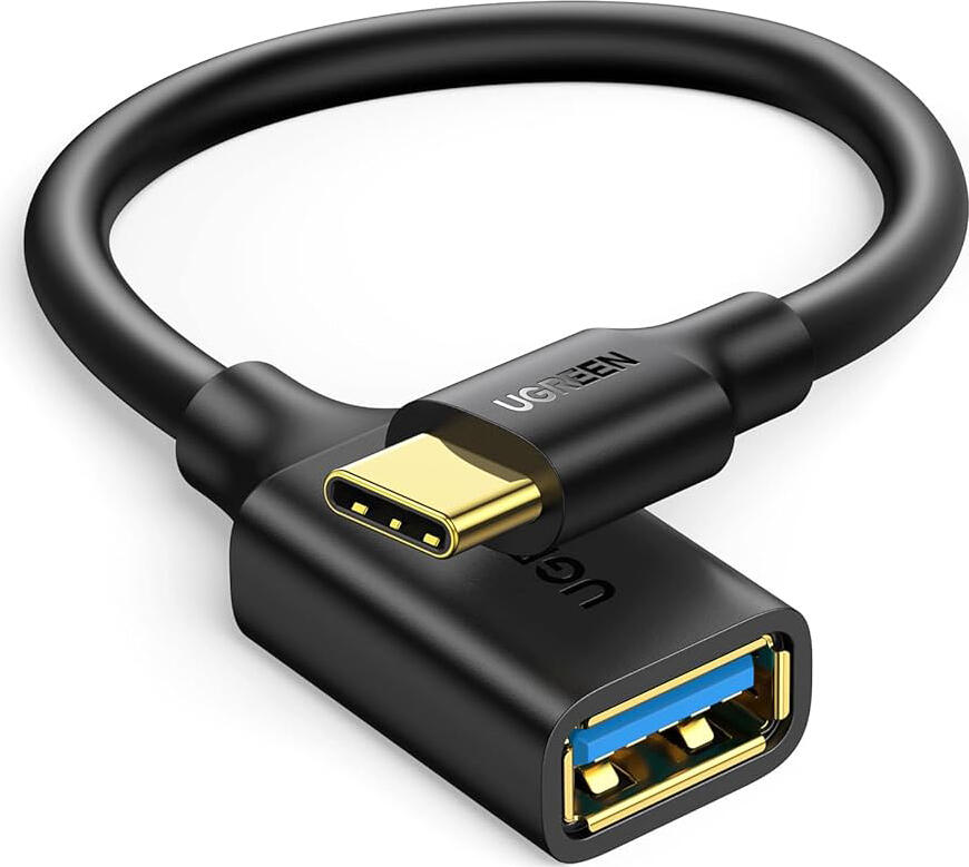 Кабель-адаптер UGREEN US154 USB-C на USB 3.0 OTG, скорость передачи данных 5 Гбит/с, 0.15 м, черный, для Android, MacBook, iPad Pro, Windows