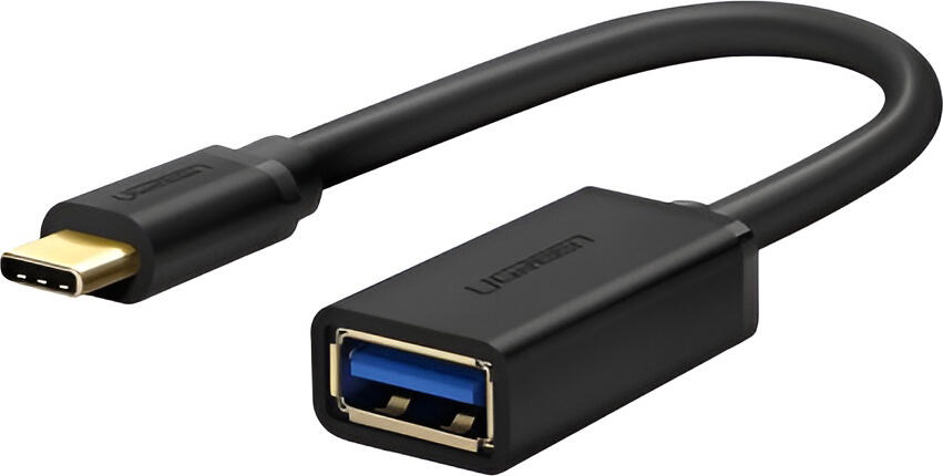 Кабель-адаптер UGREEN US154 USB-C на USB 3.0 OTG, скорость передачи данных 5 Гбит/с, 0.15 м, черный, для Android, MacBook, iPad Pro, Windows