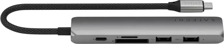 Satechi 6-in-1 USB-C Slim Multiport Adapter, 4K 60Hz HDMI, 75W PD, USB-A 3.2 Gen 2 10Gbps, SD/microSD Card Reader, Aluminum Enclosure