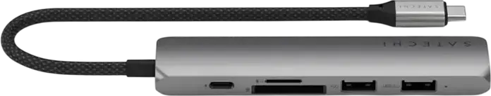 Satechi 6-in-1 USB-C Slim Multiport Adapter, 4K 60Hz HDMI, 75W PD, USB-A 3.2 Gen 2 10Gbps, SD/microSD Card Reader, Aluminum Enclosure