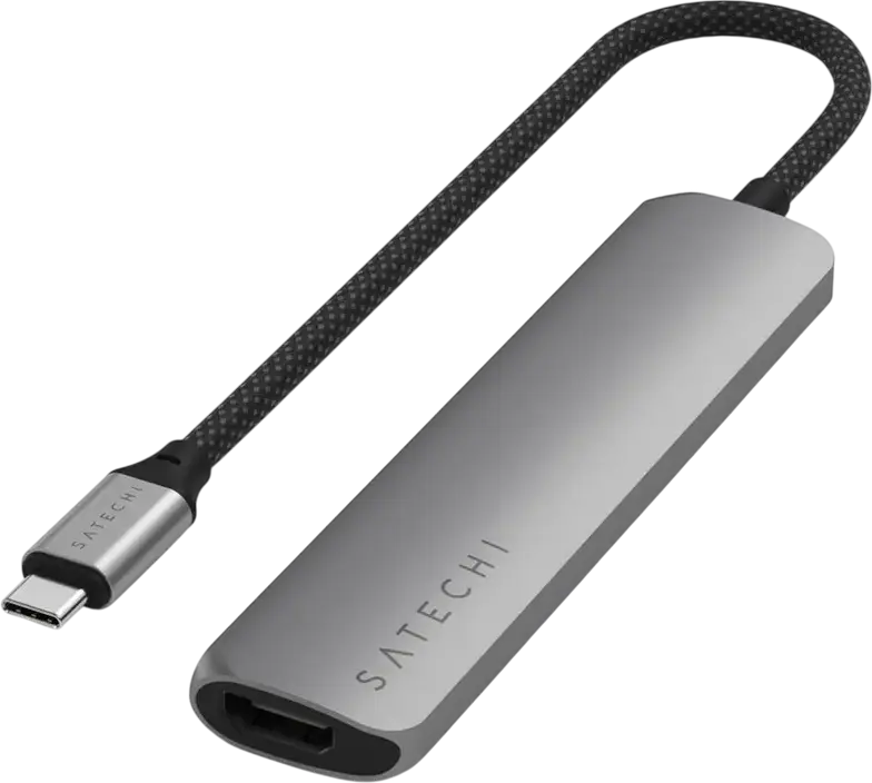 Satechi 6-in-1 USB-C Slim Multiport Adapter, 4K 60Hz HDMI, 75W PD, USB-A 3.2 Gen 2 10Gbps, SD/microSD Card Reader, Aluminum Enclosure