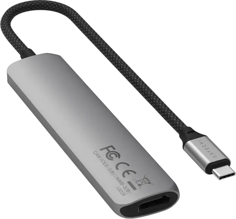 Satechi 6-in-1 USB-C Slim Multiport Adapter, 4K 60Hz HDMI, 75W PD, USB-A 3.2 Gen 2 10Gbps, SD/microSD Card Reader, Aluminum Enclosure