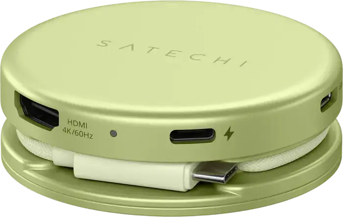 Satechi OntheGo 5-in-1 Multiport Adapter USB-C Hub with 4K 60Hz HDMI, USB-C PD 60W, USB-C 3.2, USB-A 3.2, SD Card Slot, Aluminium, 65x65x22mm