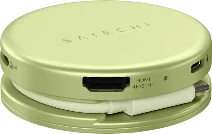 Satechi OntheGo 5-in-1 Multiport Adapter USB-C Hub with 4K 60Hz HDMI, USB-C PD 60W, USB-C 3.2, USB-A 3.2, SD Card Slot, Aluminium, 65x65x22mm