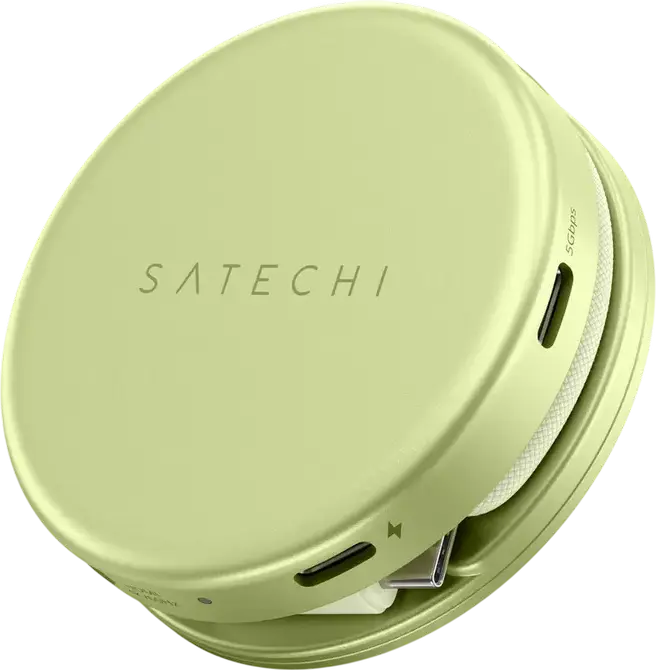 Satechi OntheGo 5-in-1 Multiport Adapter USB-C Hub with 4K 60Hz HDMI, USB-C PD 60W, USB-C 3.2, USB-A 3.2, SD Card Slot, Aluminium, 65x65x22mm