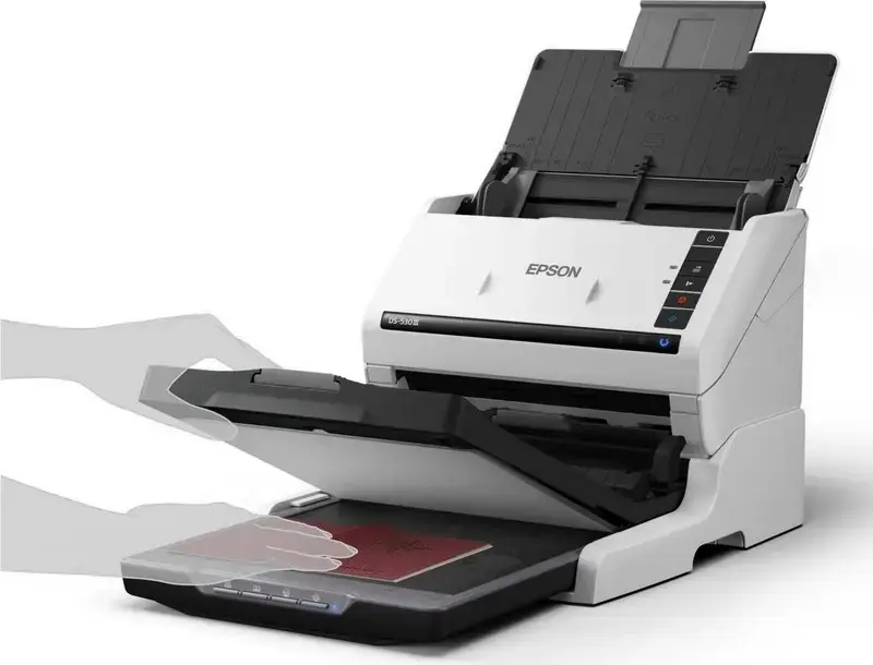 Scanner de documente Epson WorkForce DS-530III, Sheetfed, Duplex, 40 ppm/80 ipm, 600 dpi, ADF 60 pagini, USB 3.2, Ciclu Zilnic 6.500 pagini