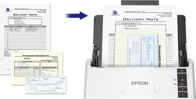 Scanner de documente Epson WorkForce DS-530III, Sheetfed, Duplex, 40 ppm/80 ipm, 600 dpi, ADF 60 pagini, USB 3.2, Ciclu Zilnic 6.500 pagini