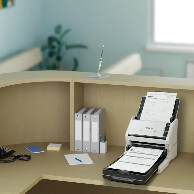 Scanner de documente Epson WorkForce DS-530III, Sheetfed, Duplex, 40 ppm/80 ipm, 600 dpi, ADF 60 pagini, USB 3.2, Ciclu Zilnic 6.500 pagini