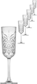 Pahare de sampanie Pasabahce Timeless, 175 ml, model relief cu diamante și stele, sticlă soda-lime, transparente, set de 6 piese