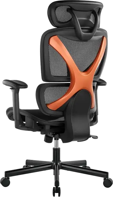 Lumi CH05-31 SpineX Ergonomic Office Chair, Mesh Fabric, 150kg Max Load, Adjustable Headrest and Armrests, 3-Position Locking, Black/Orange