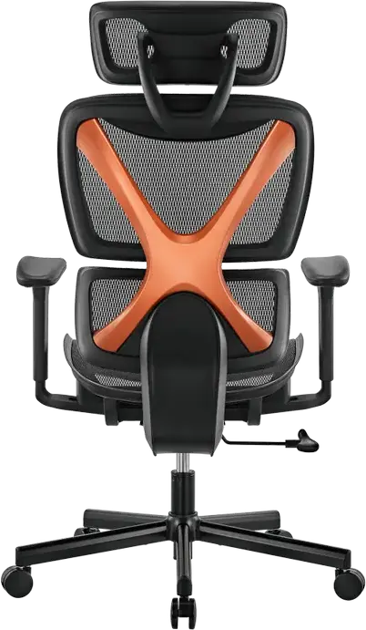 Lumi CH05-31 SpineX Ergonomic Office Chair, Mesh Fabric, 150kg Max Load, Adjustable Headrest and Armrests, 3-Position Locking, Black/Orange