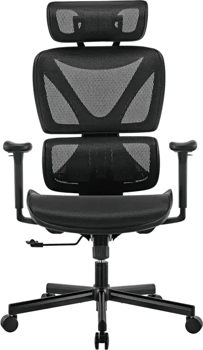 Lumi CH05-31 SpineX Ergonomic Office Chair, Mesh Fabric, 150kg Max Load, Adjustable Headrest and Armrests, 3-Position Locking, Black/Orange