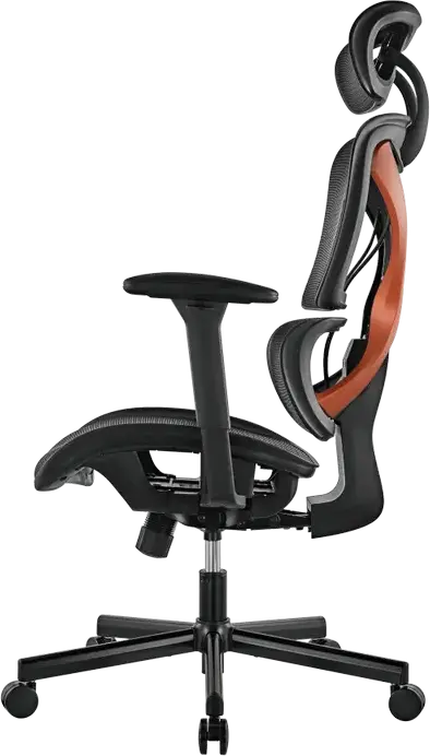 Lumi CH05-31 SpineX Ergonomic Office Chair, Mesh Fabric, 150kg Max Load, Adjustable Headrest and Armrests, 3-Position Locking, Black/Orange