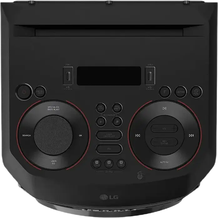 Box Party Tower LG XBOOM RNC9, Negru, Sistem Acustic cu 4 Cale, 2 Subwoofer de 8", Bluetooth, USB, Radio FM, Iluminare RGB, Inaltime 105,7 cm