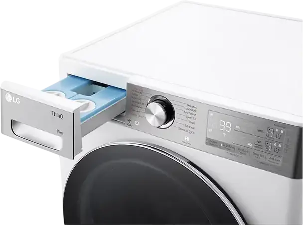 Стиральная машина LG F4WR913P3WA с фронтальной загрузкой, 13 кг, класс энергопотребления A, 1400 об/мин, AI DD, ThinQ Wi-Fi, Steam, TurboWash, ezDispense, белая