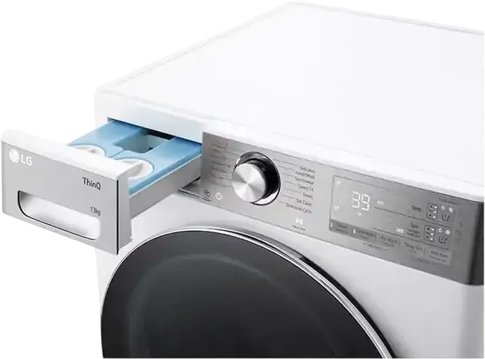 Стиральная машина LG F4WR913P3WA с фронтальной загрузкой, 13 кг, класс энергопотребления A, 1400 об/мин, AI DD, ThinQ Wi-Fi, Steam, TurboWash, ezDispense, белая