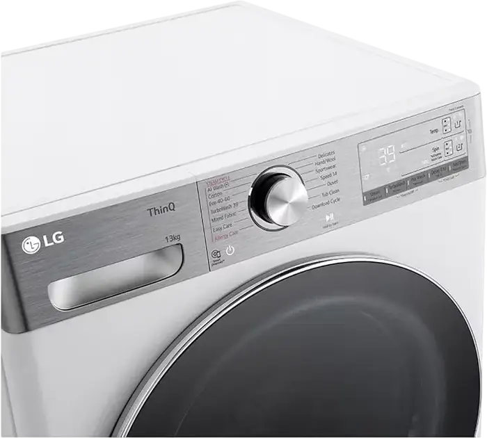 Стиральная машина LG F4WR913P3WA с фронтальной загрузкой, 13 кг, класс энергопотребления A, 1400 об/мин, AI DD, ThinQ Wi-Fi, Steam, TurboWash, ezDispense, белая