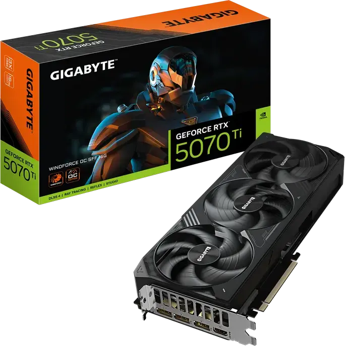 Placa Video Gigabyte GeForce RTX 5070 Ti Windforce OC GV-N507TWF3OC-16GD, 16GB GDDR7, Arhitectura Blackwell, 3 Ventilatoare, DLSS 4, Ray Tracing