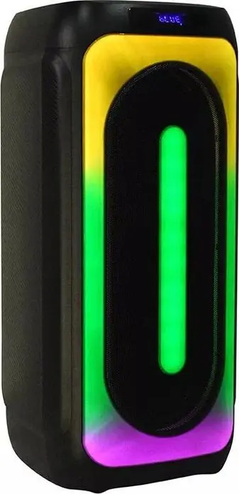 Набор из 3 предметов Party-колонка Eden ED-1015, 100 Вт, 10 дюймов, Bluetooth 5.0, аккумулятор 7000 мАч, LED-подсветка, Караоке, FM-радио, 2 беспроводных микрофона, черный