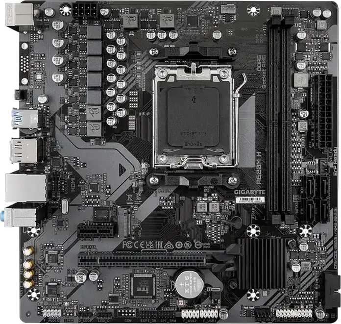 Gigabyte A620M H Ultra Durable Motherboard, AMD AM5 Socket, A620 Chipset, DDR5 6400MHz (OC), Micro-ATX, PCIe 4.0, M.2 Gen4, Ryzen 7000/8000 Series