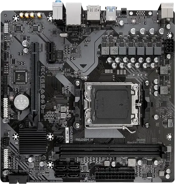 Gigabyte A620M H Ultra Durable Motherboard, AMD AM5 Socket, A620 Chipset, DDR5 6400MHz (OC), Micro-ATX, PCIe 4.0, M.2 Gen4, Ryzen 7000/8000 Series