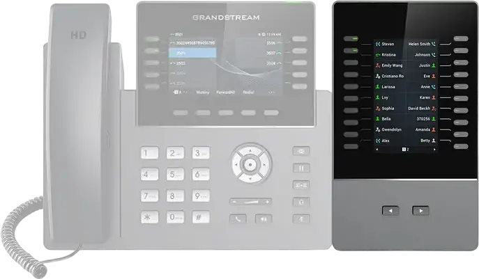 Modul de Extensie Grandstream GBX20, Ecran LCD Color TFT de 4.3 inch, 40 de Linii Totale, BLF, Speed-dial, Compatibil cu Seria GRP26xx si GXV33xx/34xx, Negru