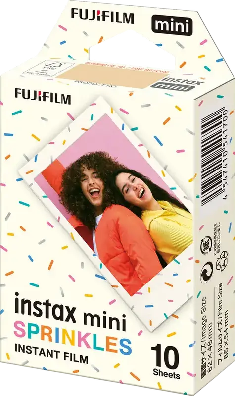 Film instant Fujifilm Instax Mini cu design Sprinkles, dimensiune imagine 62 x 46 mm, set de 10 fotografii