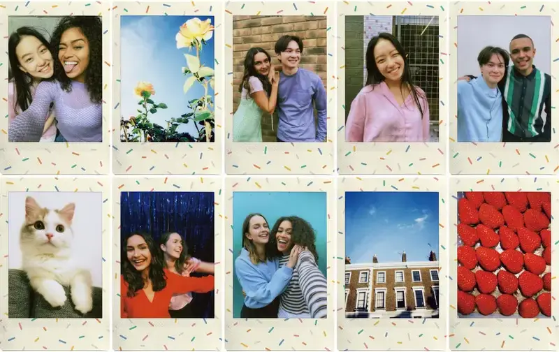 Film instant Fujifilm Instax Mini cu design Sprinkles, dimensiune imagine 62 x 46 mm, set de 10 fotografii