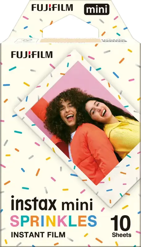 Film instant Fujifilm Instax Mini cu design Sprinkles, dimensiune imagine 62 x 46 mm, set de 10 fotografii